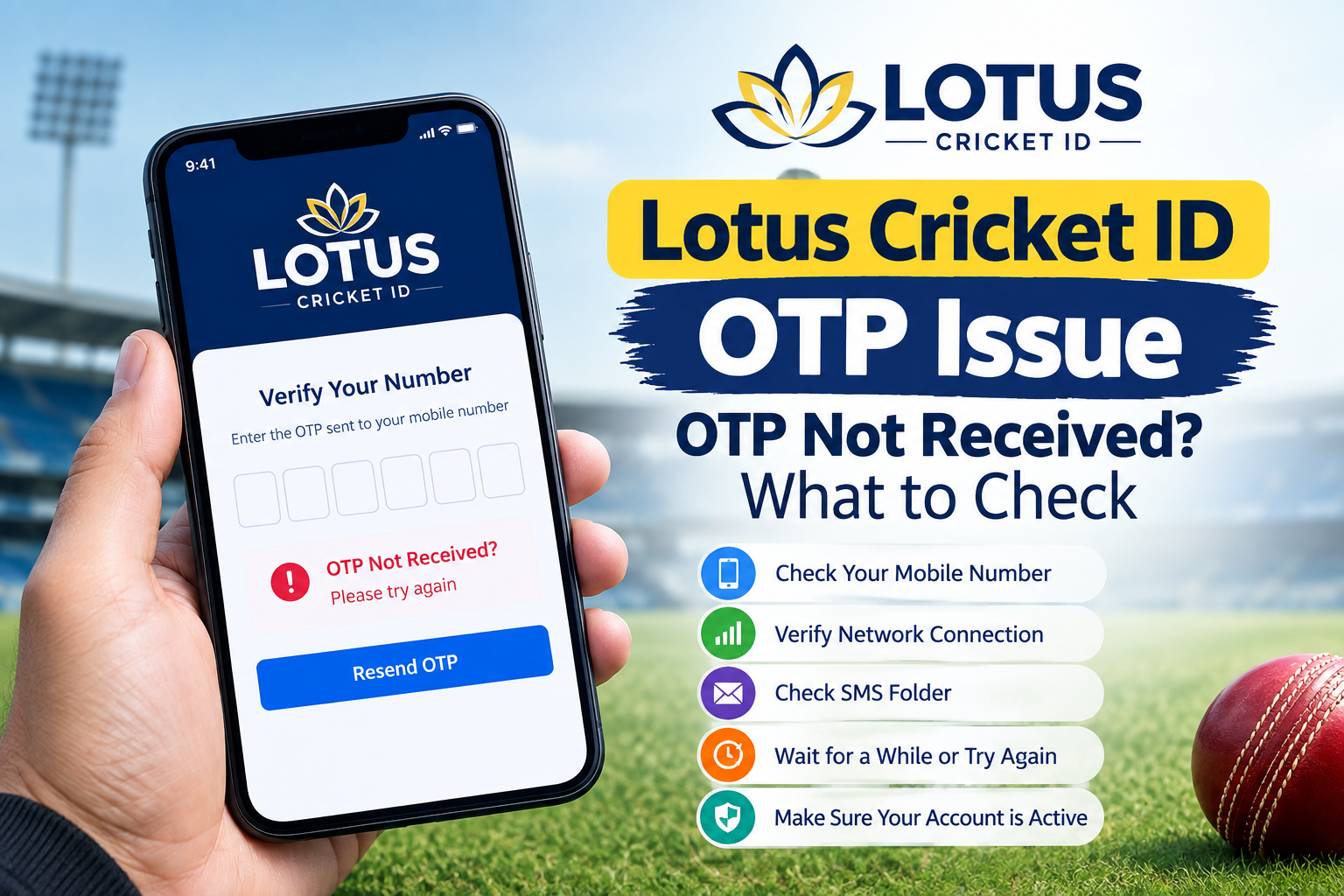 lotus cricket id otp issue