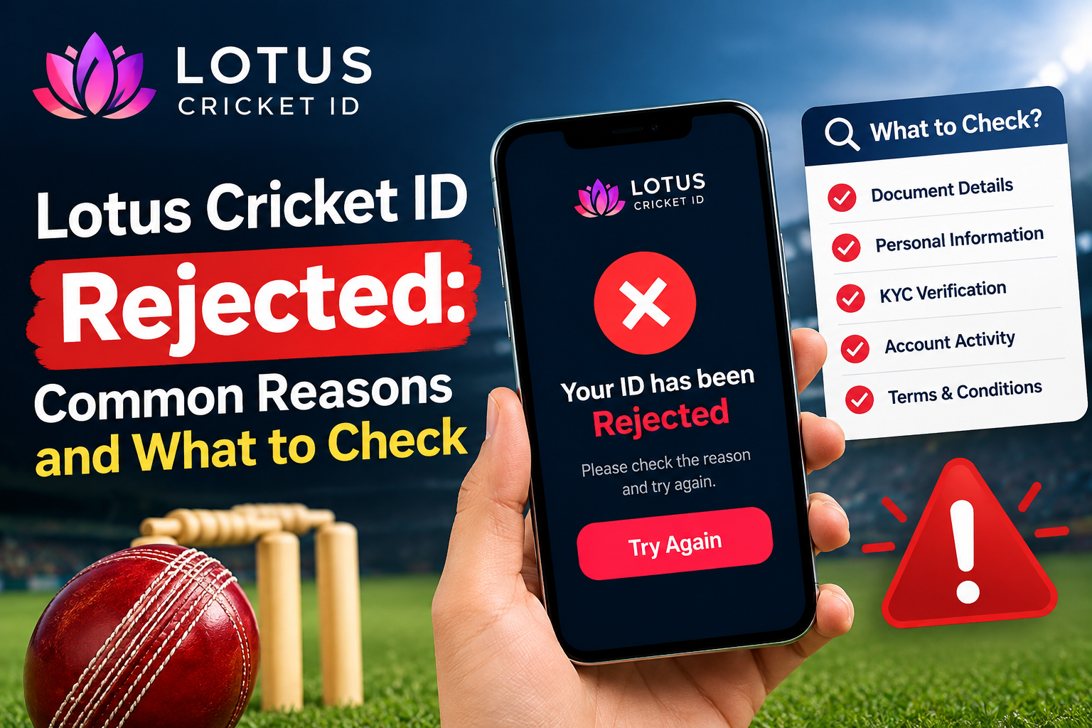 lotus cricket id rejected